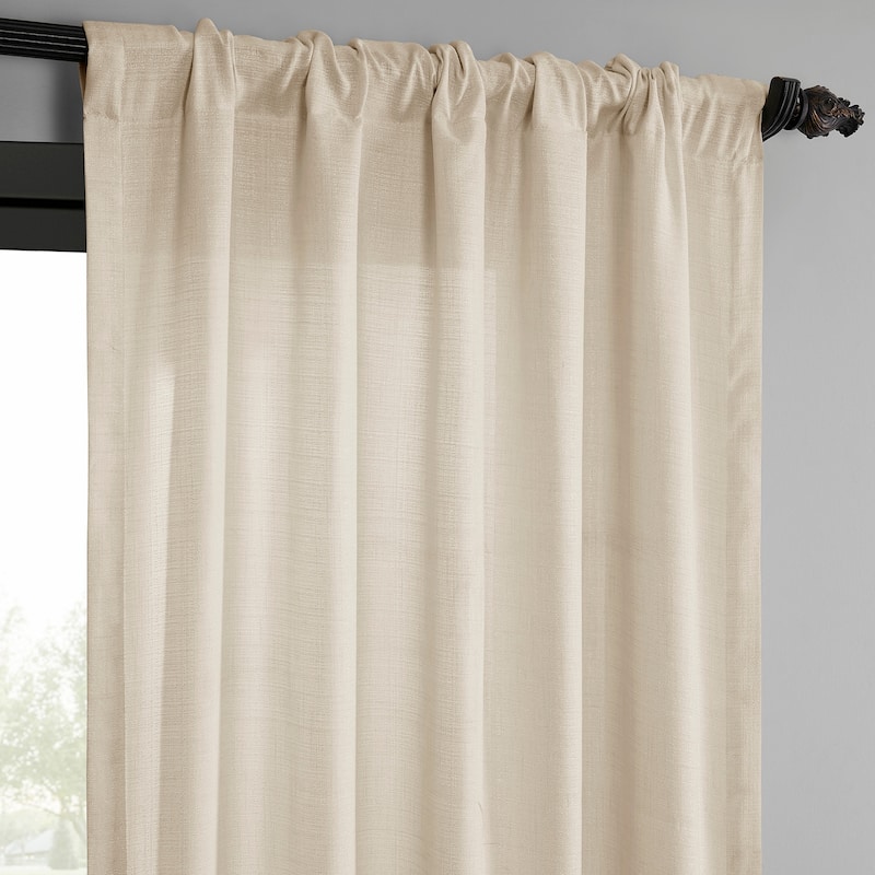 Exclusive Fabrics Raw Linen Weave Light Filtering Curtains for Bedroom & Living Room Curtains Pair - 2 Panel Drapes