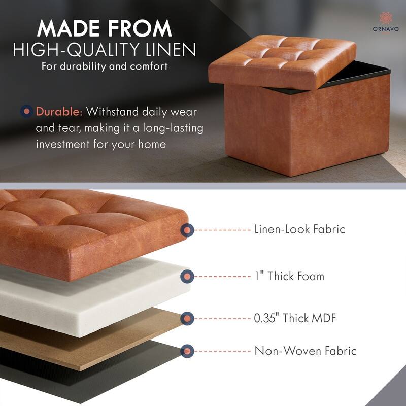 2 Pack Small Rectangle Foldable Storage Ottoman