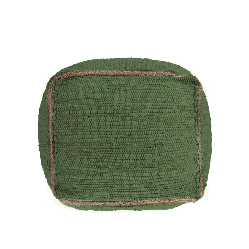 Sevita Birch Hand-Loomed Square Cotton and Jute Pouf