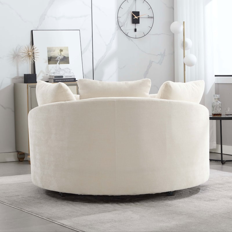 59.8''W Modern Oversized Sofa Chair, Round Accent Barrel Chair With 5 Pillows