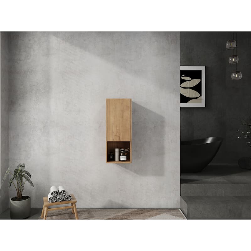 Modern Wall-Mounted Bathroom Side Cabinet with Soft Close Doors, Space-Saving Storage Cabinet Floating Cabinet - Imitative Oak
