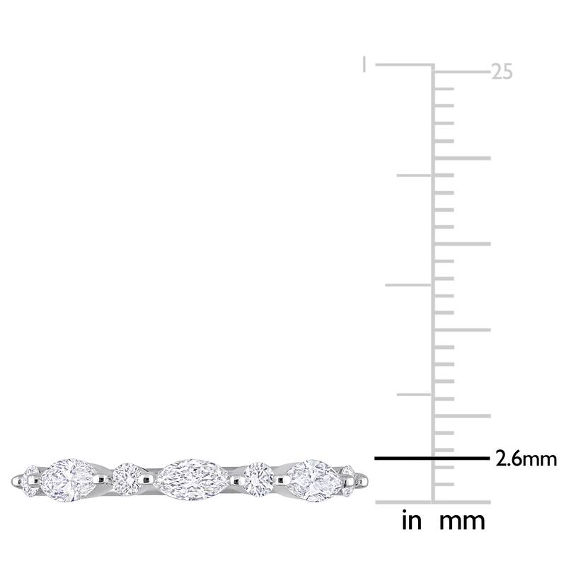 1/2ct TDW Lab-Grown Diamond Semi-Eternity Ring in Platinum Silver