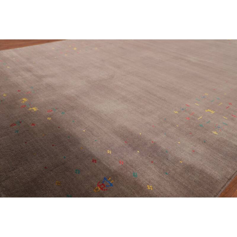 Light Brown Tribal Gabbeh Indian Area Rug Handmade Wool Carpet - 5'3"x 7'9"