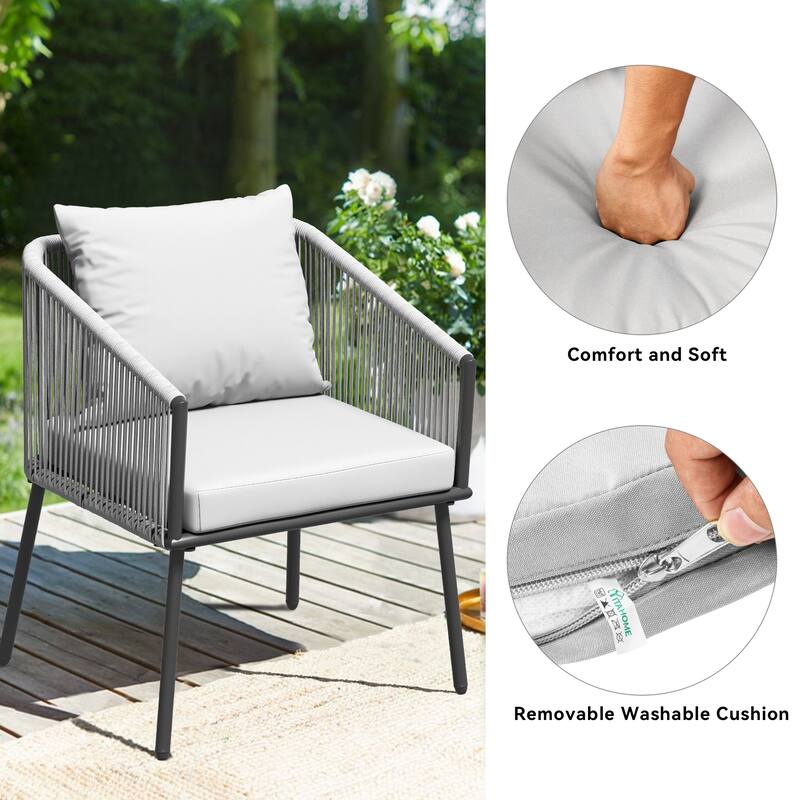5-Piece Patio Wicker Sofa with Cushions - 47.2"L x 26.6"W x 14.8"H