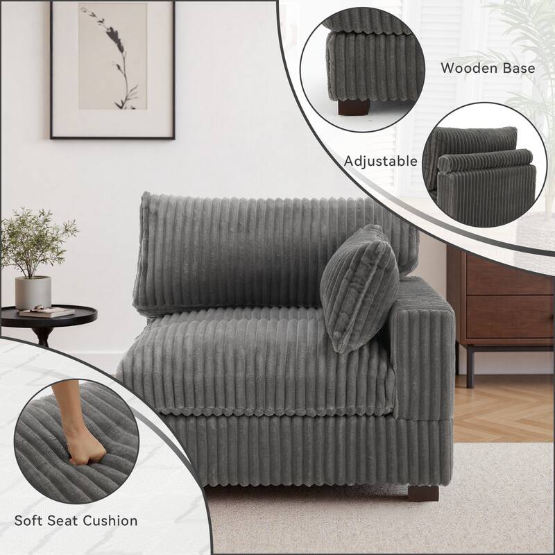 Cotton Flannel corner Sofa Armless Modular Sectional Sofa Seamless Combination