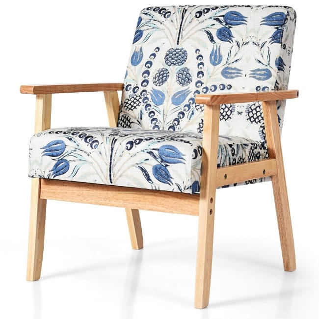 Modern Accent Armchair Fabric Lounge Chair with Rubber Wood Leg - 25" x 26.5" x 32"(L x W x H)