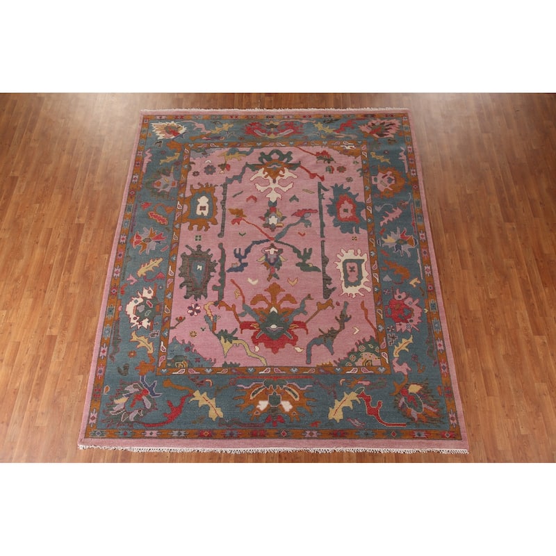 Pink Oushak Oriental Area Rug Handmade Wool Carpet - 8'5"x 10'2"