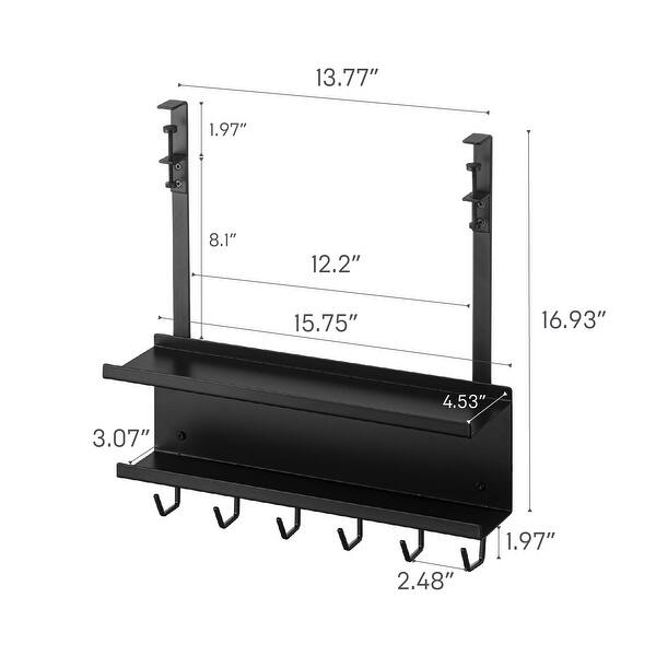 dimension image slide 1 of 2, Yamazaki Home Under-Desk Cable and Router Storage Rack, Steel - L 4.53 x W 15.75 x H 16.93 inches
