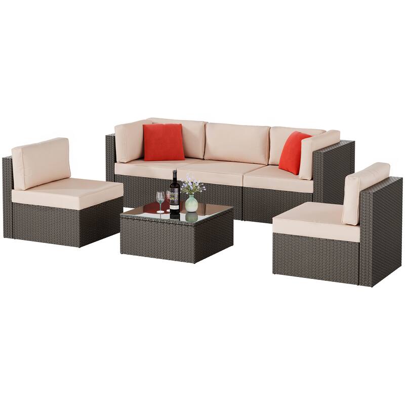 Futzca 6 Piece Patio Furniture Conversation Set with Pillow