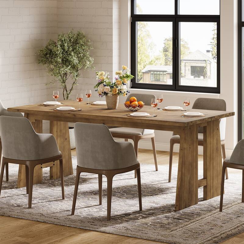 70.9" Solid Wood Kitchen Dining Table with Unique Base