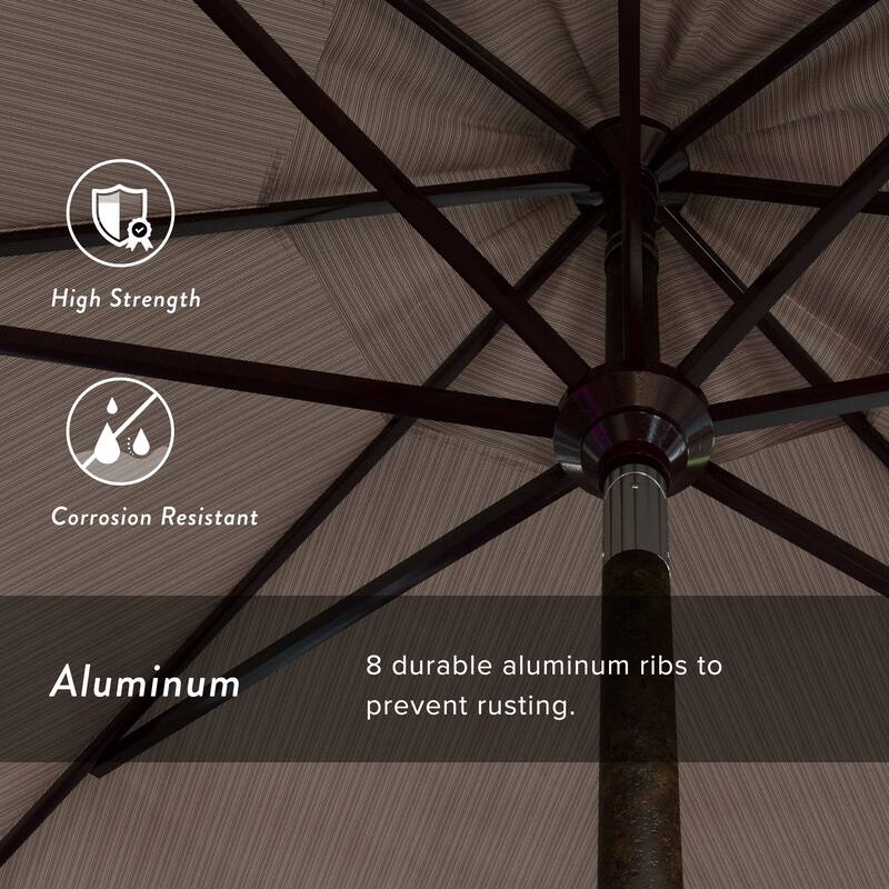 California Umbrella 11' Round Aluminum Crank Open Auto Tlit Patio Umbrella, Bronze Finish, Double Wind Vent.