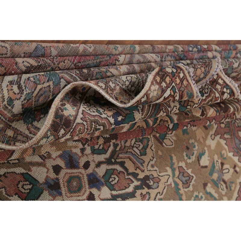 Geometric Bakhtiari Persian Vintage Area Rug Hand-Knotted Wool Carpet - 10'2"x 12'8"