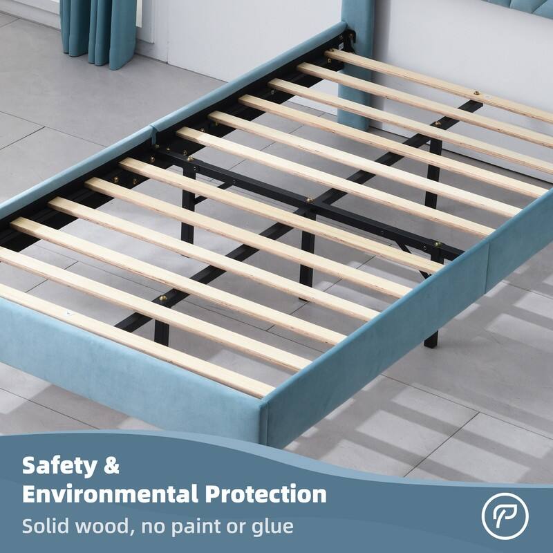 Upholstered Bed with Unique Seashell Headboard