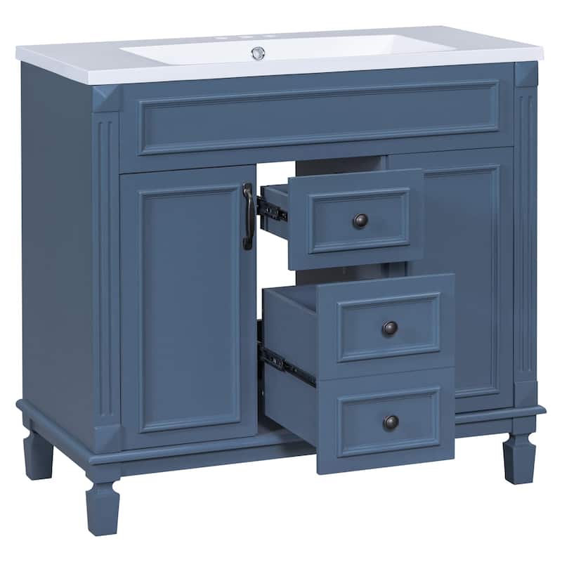 36'' Freestanding Bathroom Vanity with Integrated Ceramic Sink and Drawers