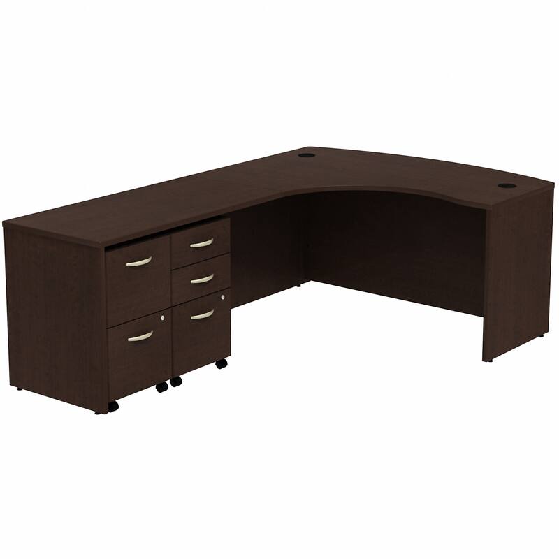 Series C 60W LH L Desk with File Cabinets by Bush Business Furniture - Mocha Cherry