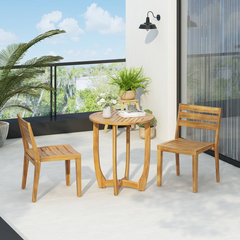 Christopher Knight Home - Noah 3-Piece Outdoor Dining Set with Rustic Acacia Wood for Timeless Elegance