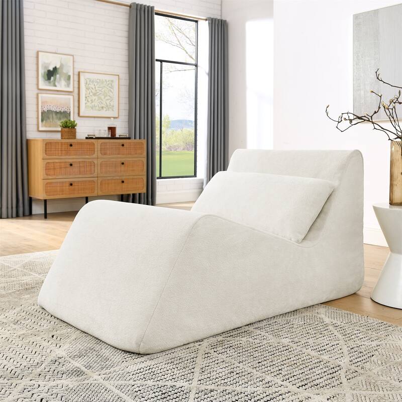 Chenille Memory Foam Floor Chair - Beige