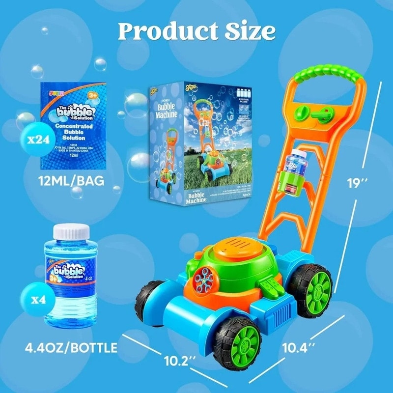 Joyfy Bubble Lawn Mower Bubble Machine, Blue x 10 x 13 On