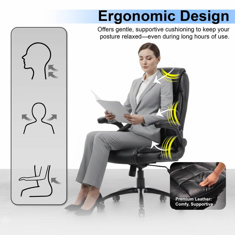 High-Back Executive Office Chair Wide Reclining Seat