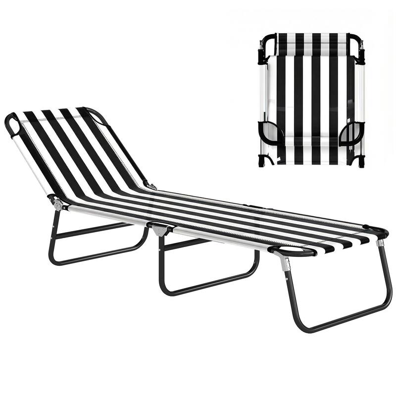 Outsunny Folding Chaise Lounge Pool Chairs, Outdoor Sun Tanning Chairs with 5-Level Reclining Back