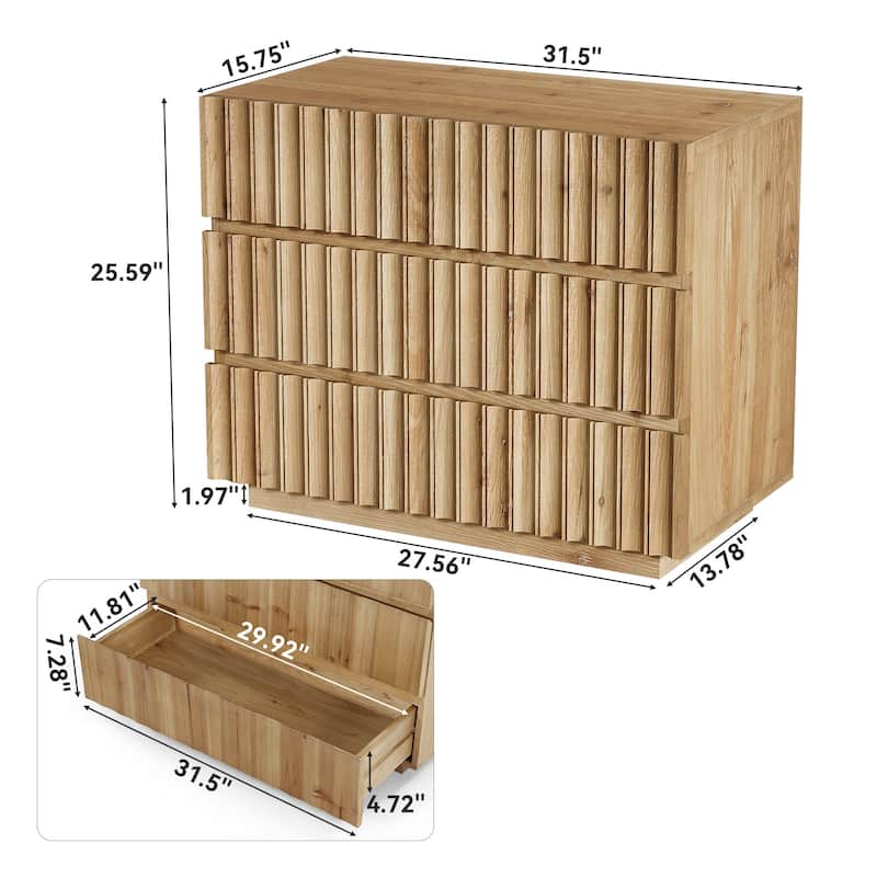 Oversized Solid Wood Nightstand with Drawers, 31.5" Night Stand Side Table Bedside Table End Table for Bedroom, Living Room