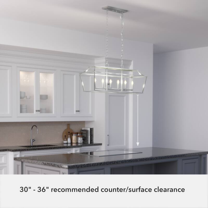 Hunter Laurel Ridge 6-Light Linear Chandelier - Kitchen Island, Dining Room - Modern Farmhouse, Candle, Industrial, Transitional