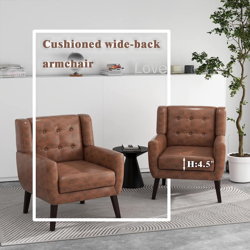 PU Leather Accent Chair Living Room Upholstered Armchair