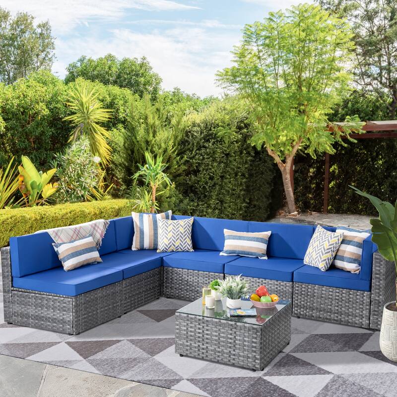 Futzca 7 Pieces Outdoor Patio Sectional Sofa Couch