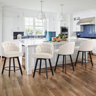 26" Swivel Counter Height Swivel Bar Stools Set of 4 Upholstered Counter Stools - 26" H
