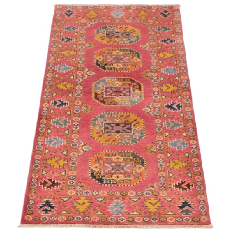 ECARPETGALLERY Hand-knotted Uzbek Ghazni Pink Wool Rug - 2'8 x 6'5