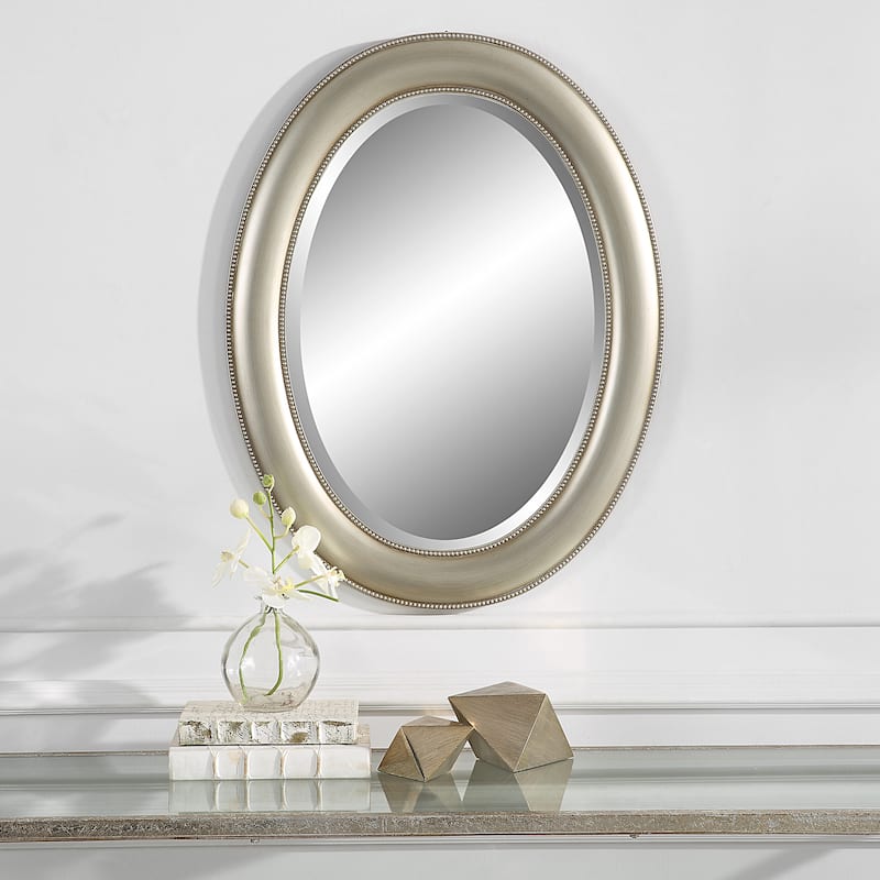 Oval Beaded Bevel Wall Mirror - 29.25 x 22.25 x 1