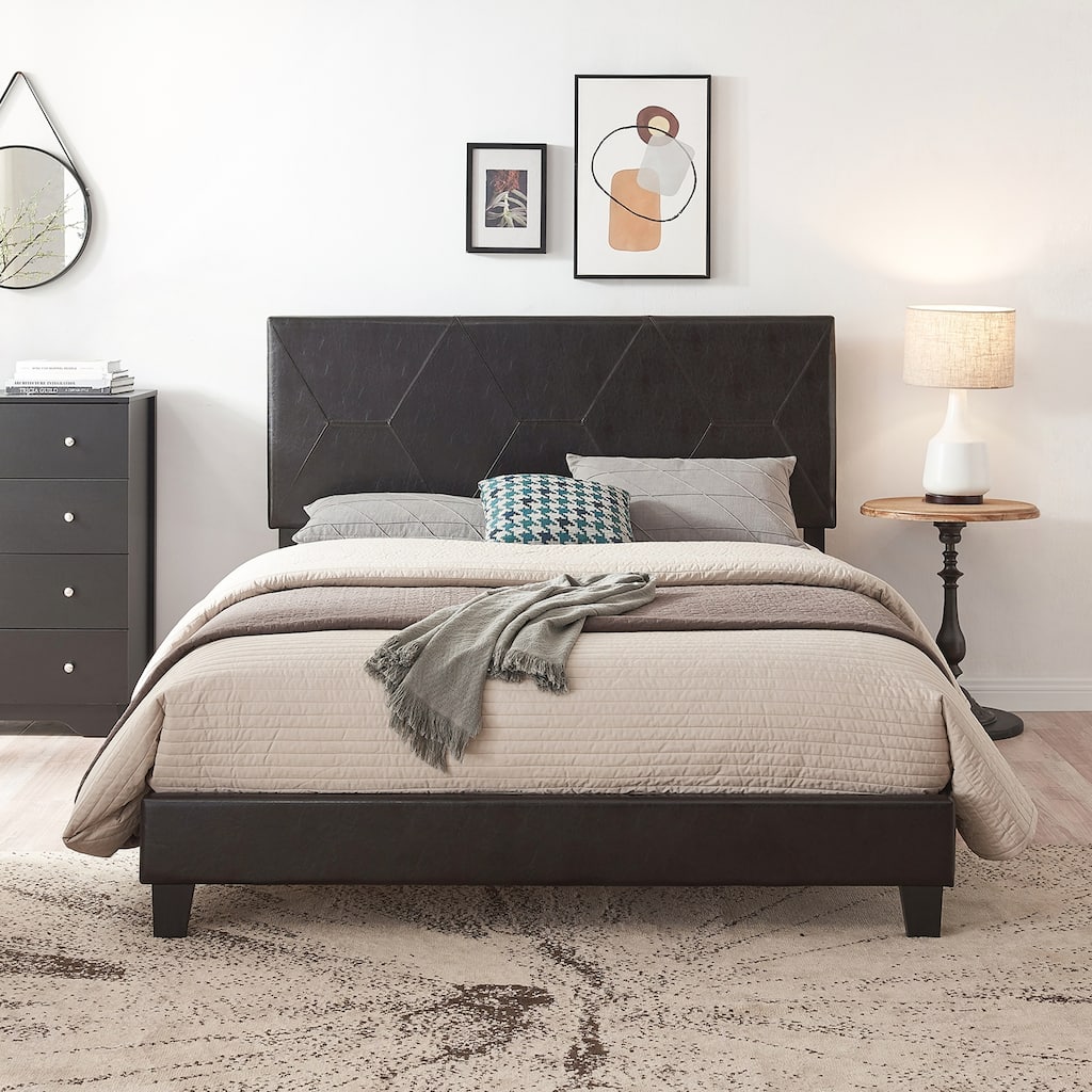 Queen Size Upholstered Platform Bed Frame