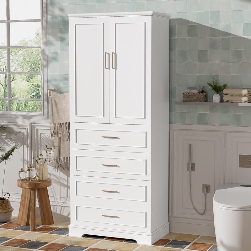 Freestanding Bathroom Cabinet with 3 Drawers, Adjustable Shelf, Soft-Close Doors