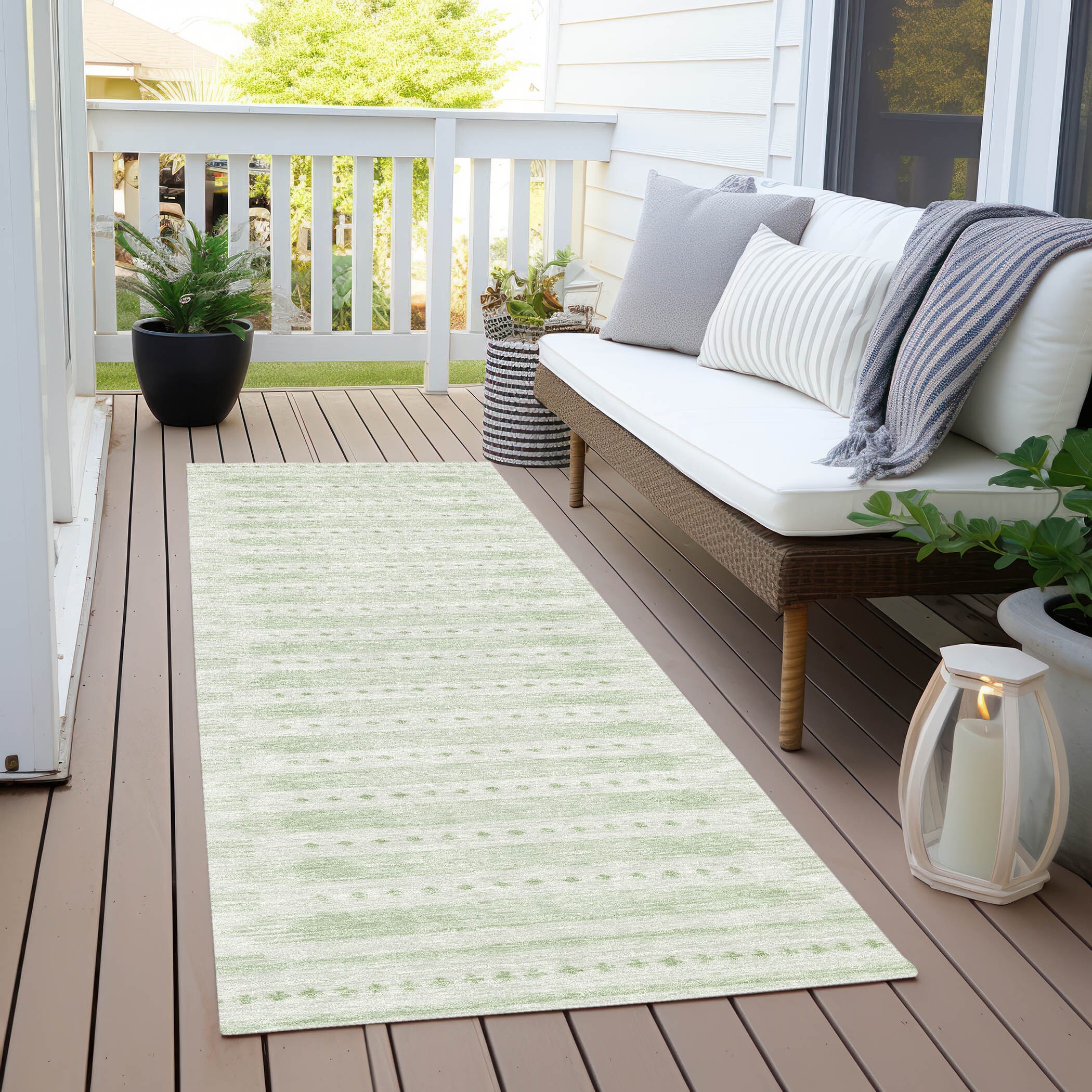 Machine Washable Indoor/Outdoor Modern Boho Chantille Rug