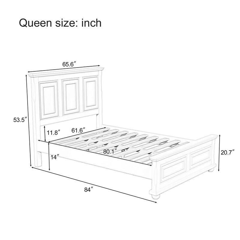 Solid Pine Wood Bed with Traditional Design by Harper&Bright Designs
