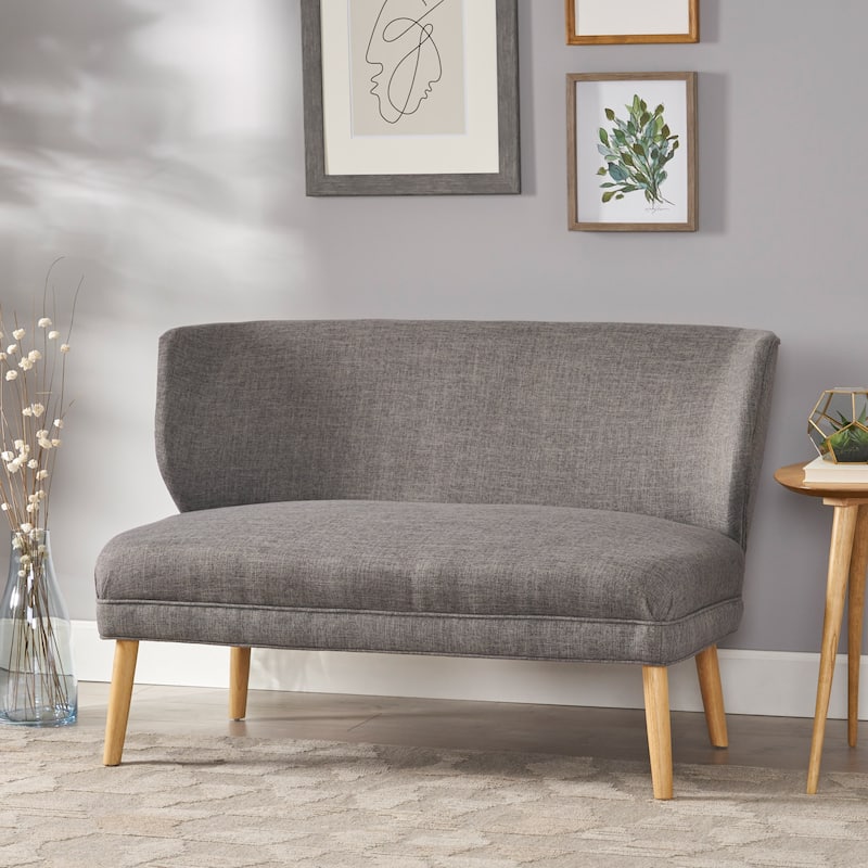 Minimalist Upholstered Seat, 2 Seater Couch with Birch Legs for Living Room, Love Seat Couches for Home Office - Grey