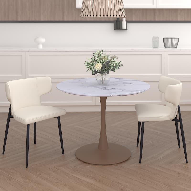 Contemporary Fabric and Metal Dining Chair, Set of 2