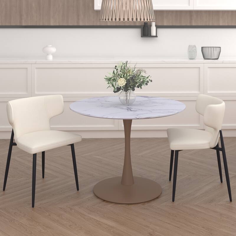 Contemporary Faux Leather and Metal Dining Chair, Set of 4