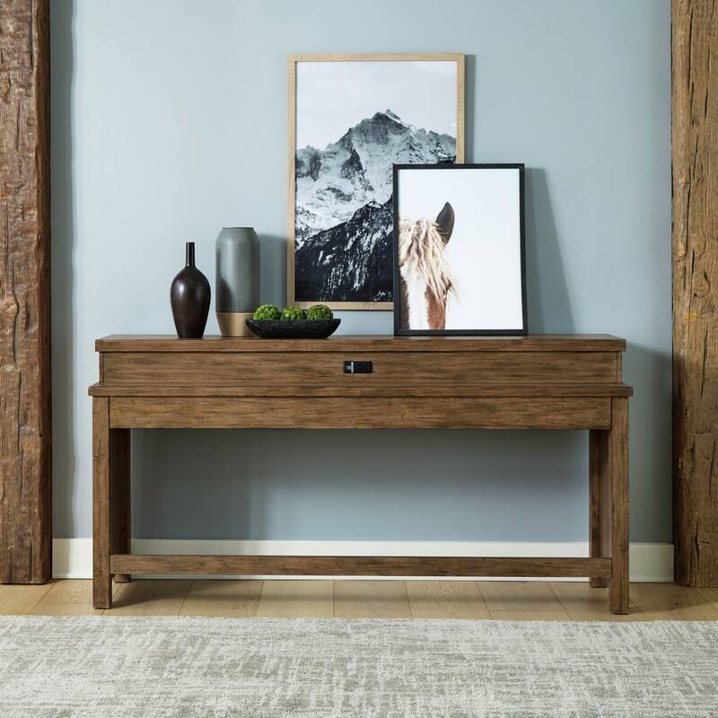 Pinebrook Ridge Weathered Toffee Console Bar Table - Weathered Toffee