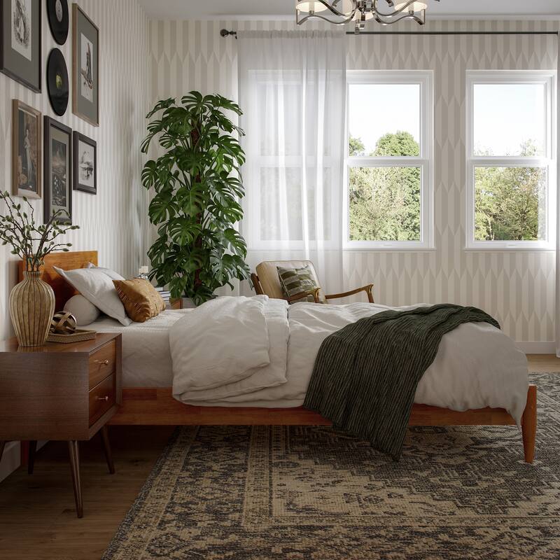 Aria Solid Wood Modern Low Profile Platform Bed