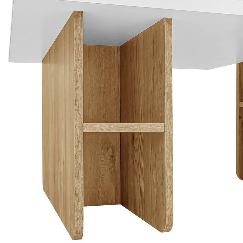 Set of 2 Nesting Coffee Tables - Farmhouse Rectangle Wood Finish Side Tables for Living Room