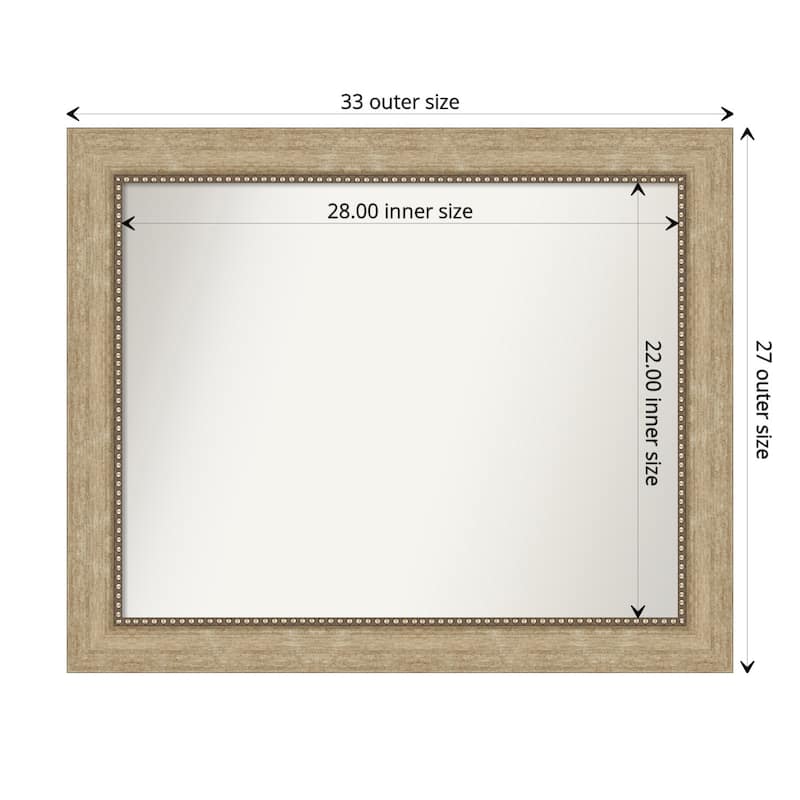 Non-Beveled Bathroom Wall Mirror - Astor Champagne Frame - 33 x 27 in - Astor Champagne