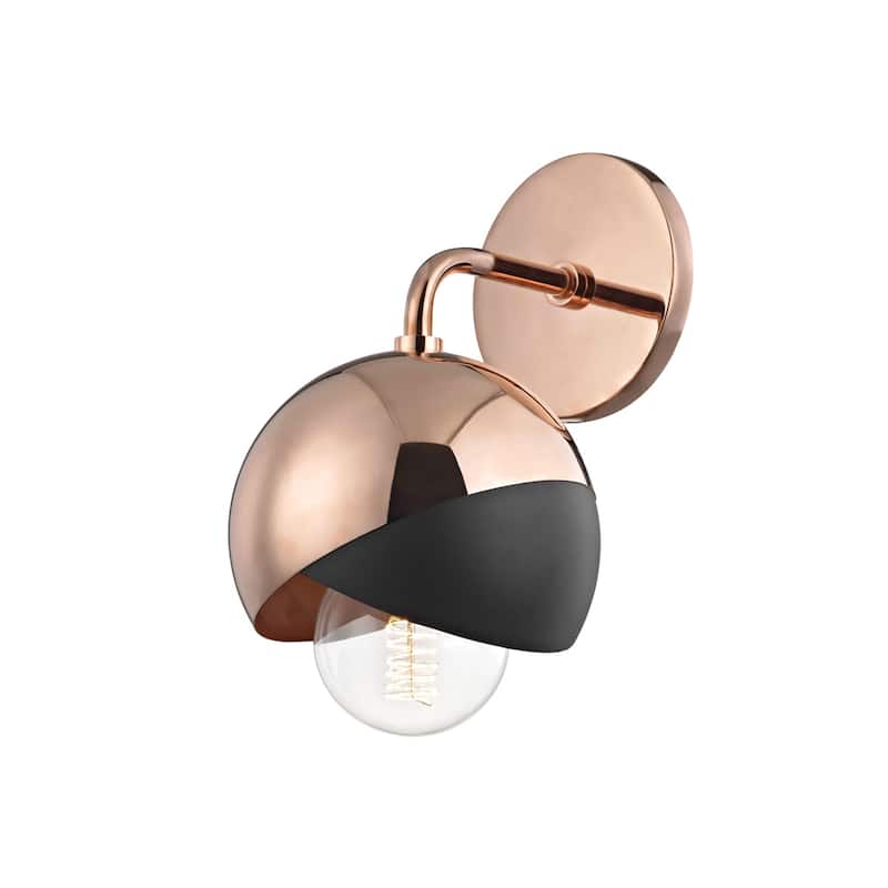 Mitzi by Hudson Valley Emma 1-light Polished Copper Wall Sconce with Black Accents