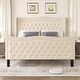 preview thumbnail 7 of 10, King Size Upholstered Platform Bed with Velvet Headboard and Lift-Up Storage, Sturdy Pine