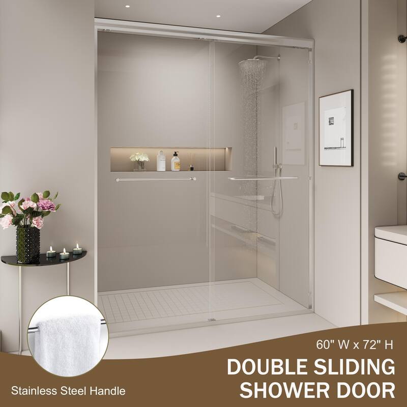 Double Sliding Shower Door, Semi-frameless