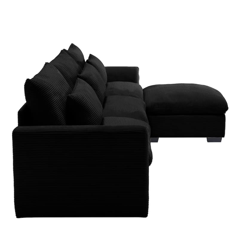 122" Modular Corduroy Sectional Sofa with Storage Ottoman for Living Room