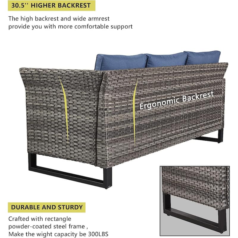 Outdoor Sectional Sofa High Back Sofa and Dining Table with Cushion