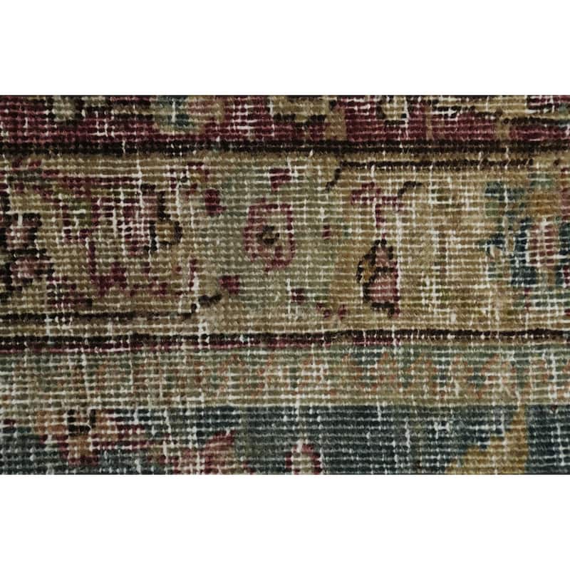 Hand Knotted Oriental 100% Wool Carpet Traditional Floral Green Tabriz Area Rug - 11' 3'' X 8' 2''