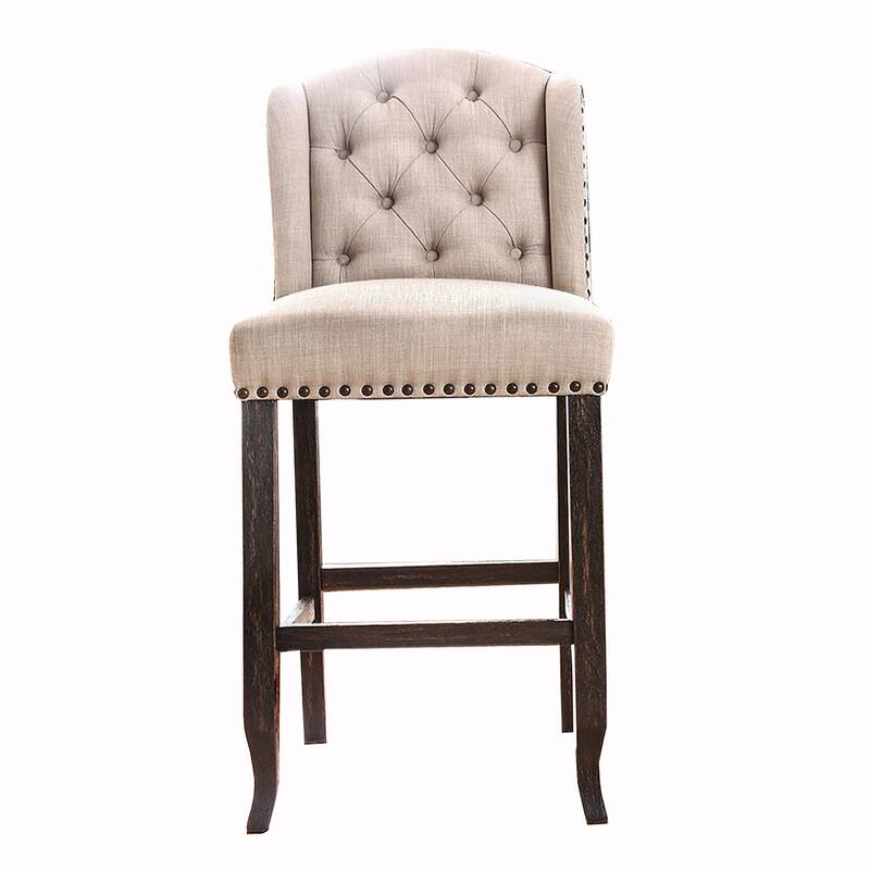 Black/Beige Fabric Upholstered Wood Frame Dining Chair, Sturdy Dining Chair for Dining Rooms - 23.5