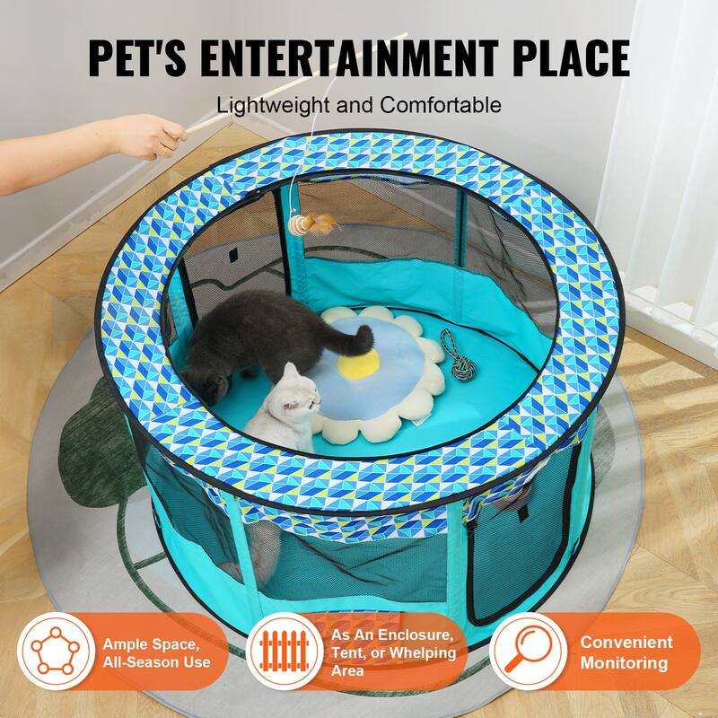 Foldable Pet Playpen, Portable Dog Playpen, Crate Kennel for Puppy, Dog, Cat, Premium Waterproof 600D Oxford Cloth